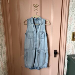 GAP Sleeveless Light Blue Chambray Romper